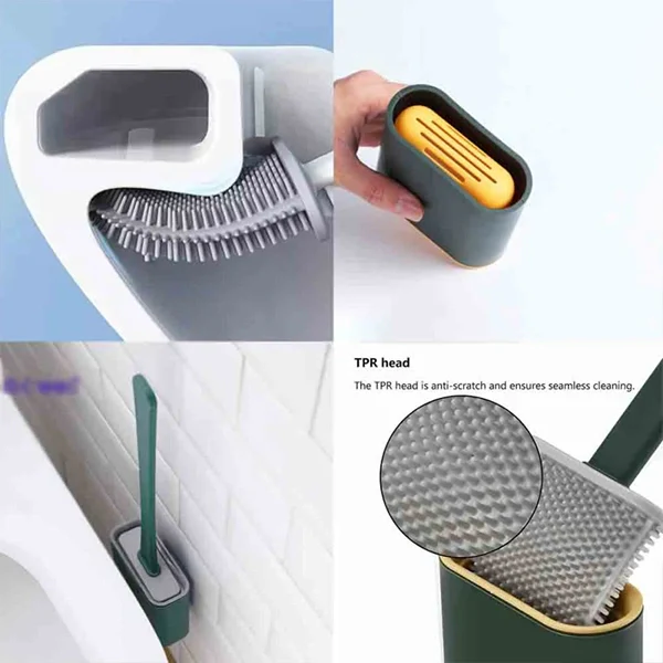 Toilet Cleaning Brush Flexible Silicone Wall Mounted