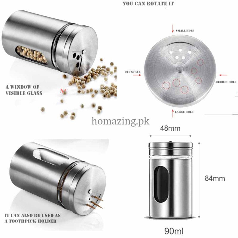 Stainless Steel Spice Jar With Rotate Cover