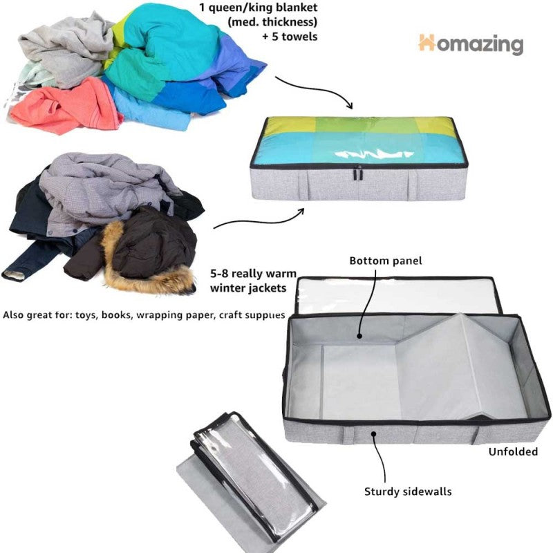 Under Bed Clothes Blanket Storage Organizer Foldable Premium