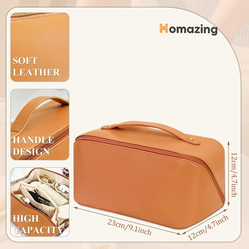 Large Capacity Leather Travel Cosmetic Bag