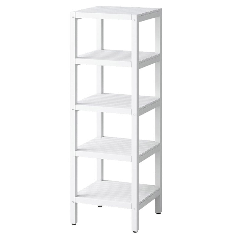 White Rectangular Shelf With Wood Look Non-Slip