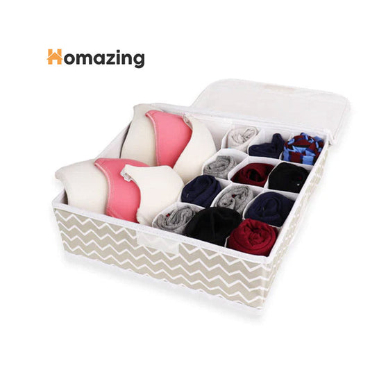 Undergarments White Stripes Organizer Box With Lid