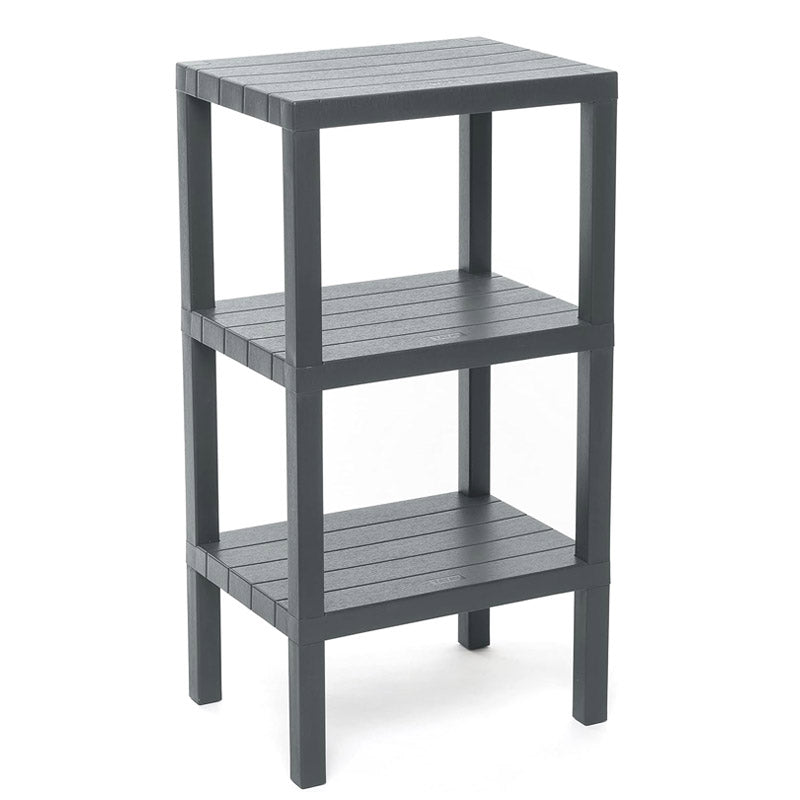 Grey Rectangular Shelf With Wood Look Non-Slip