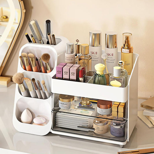 Luxury Cosmetic Box With Makeup Brush Organizer