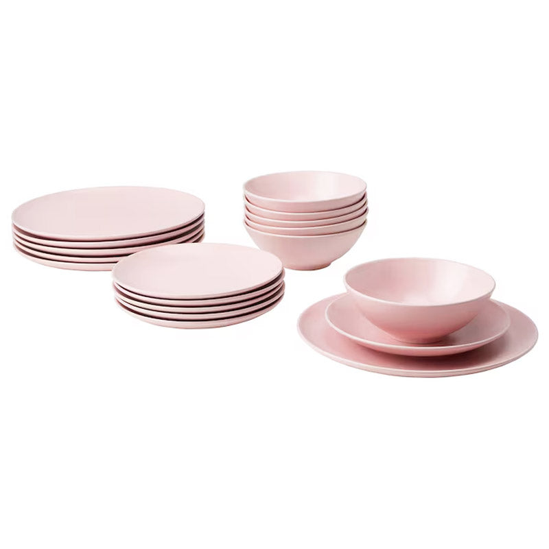 Stoneware Dinner Set Pink (18 Pcs Set)