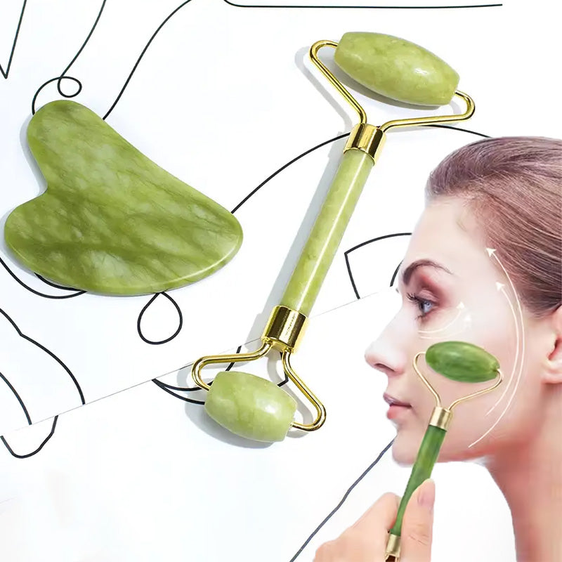 2 In 1 Natural Jade Facial Beauty Roller Skin Care